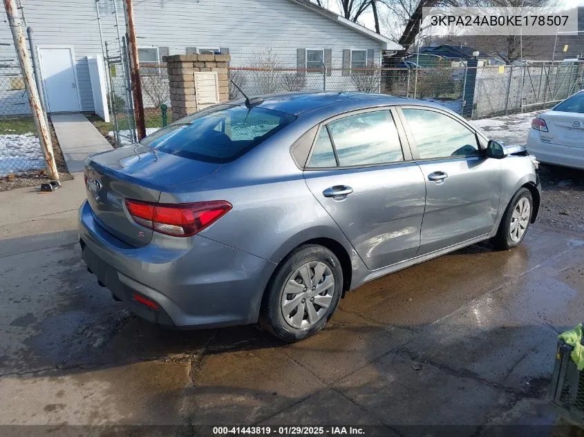 2019 Kia Rio S VIN: 3KPA24AB0KE178507 Lot: 41443819