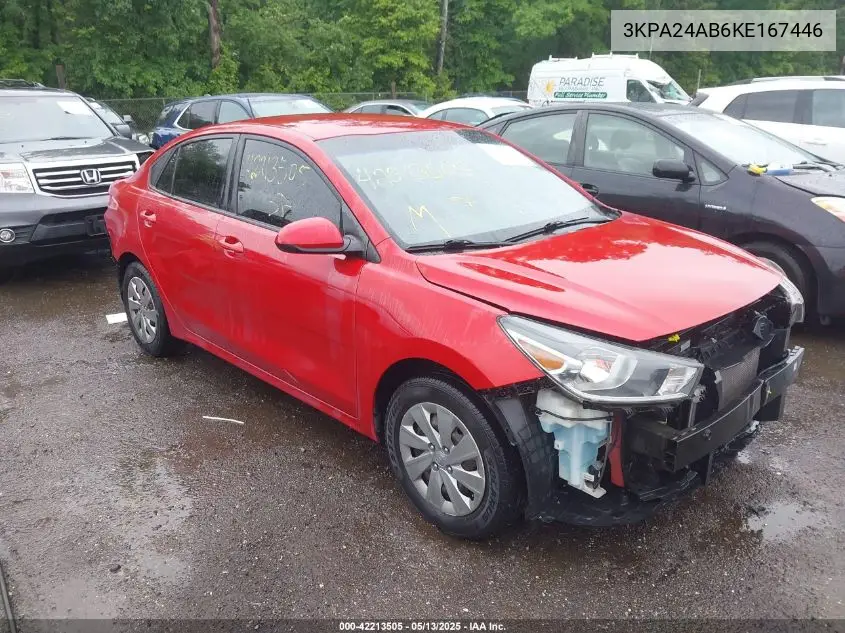 2019 Kia Rio S VIN: 3KPA24AB6KE167446 Lot: 42213505