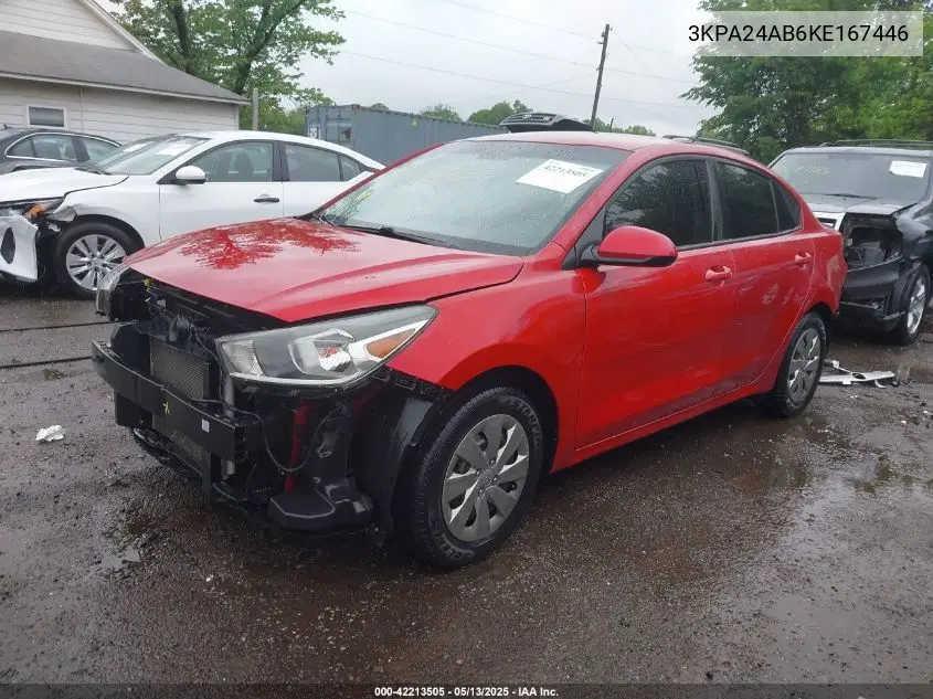 2019 Kia Rio S VIN: 3KPA24AB6KE167446 Lot: 42213505