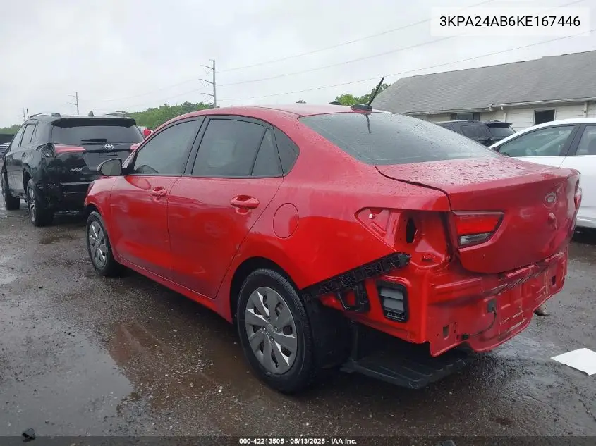 2019 Kia Rio S VIN: 3KPA24AB6KE167446 Lot: 42213505
