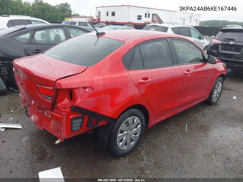 2019 Kia Rio S VIN: 3KPA24AB6KE167446 Lot: 42213505