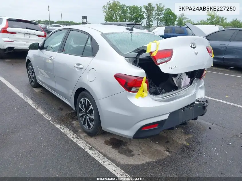 2019 Kia Rio S VIN: 3KPA24AB5KE227250 Lot: 42244451
