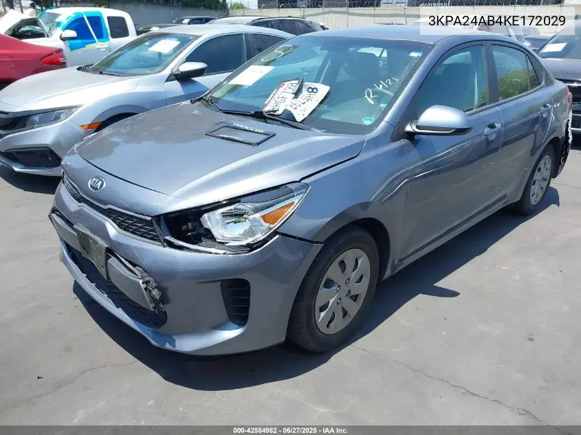 2019 Kia Rio S VIN: 3KPA24AB4KE172029 Lot: 42584982