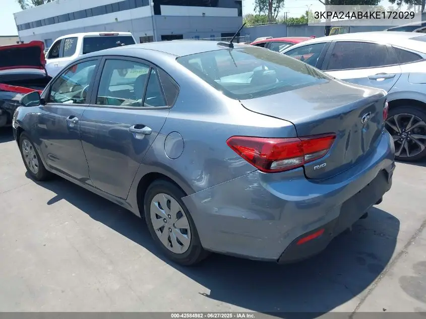 2019 Kia Rio S VIN: 3KPA24AB4KE172029 Lot: 42584982