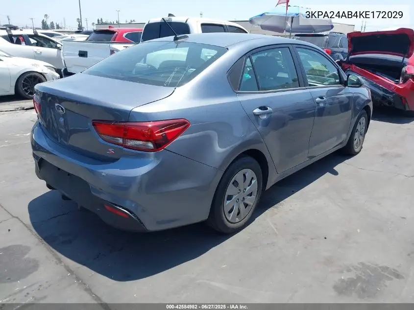 2019 Kia Rio S VIN: 3KPA24AB4KE172029 Lot: 42584982