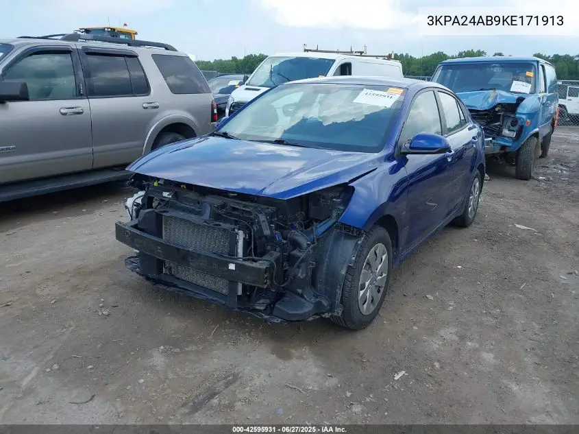 2019 Kia Rio S VIN: 3KPA24AB9KE171913 Lot: 42595931