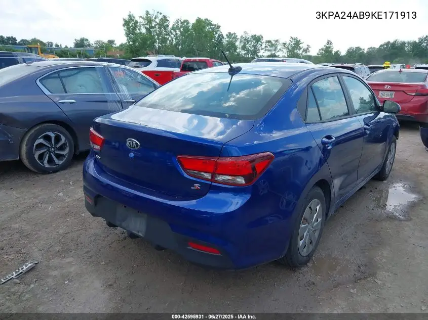 2019 Kia Rio S VIN: 3KPA24AB9KE171913 Lot: 42595931