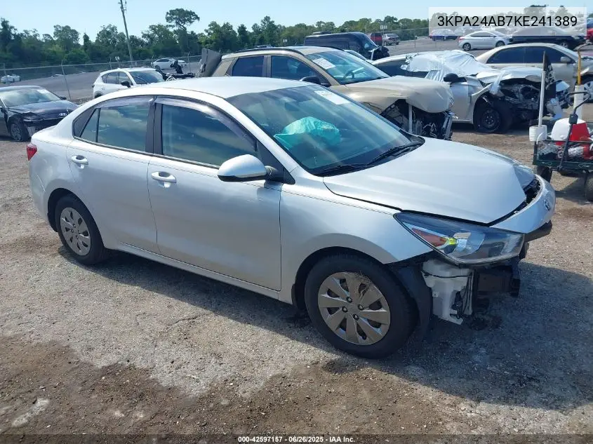 2019 Kia Rio S VIN: 3KPA24AB7KE241389 Lot: 42597157