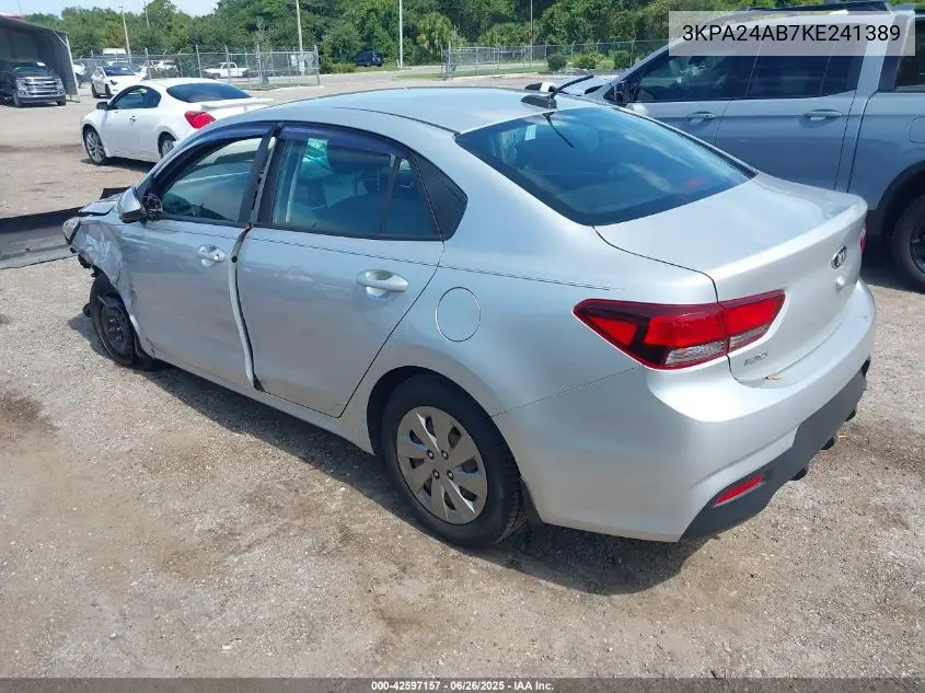 2019 Kia Rio S VIN: 3KPA24AB7KE241389 Lot: 42597157
