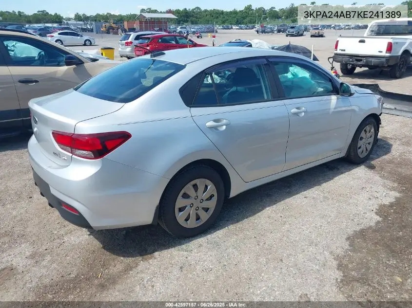 2019 Kia Rio S VIN: 3KPA24AB7KE241389 Lot: 42597157