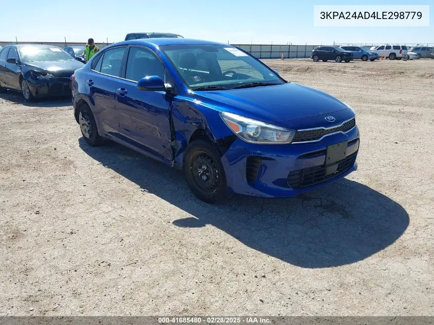 2020 Kia Rio S VIN: 3KPA24AD4LE298779 Lot: 41685480
