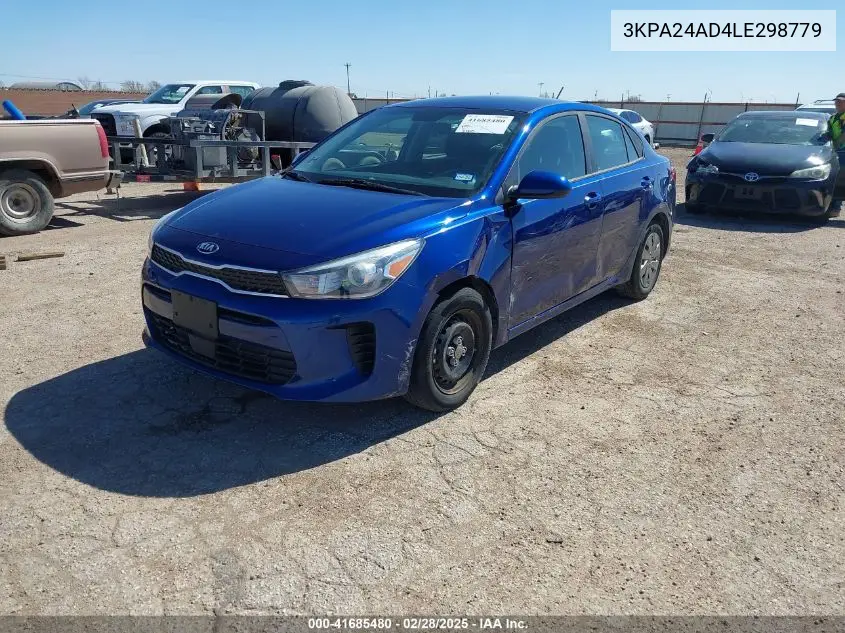2020 Kia Rio S VIN: 3KPA24AD4LE298779 Lot: 41685480