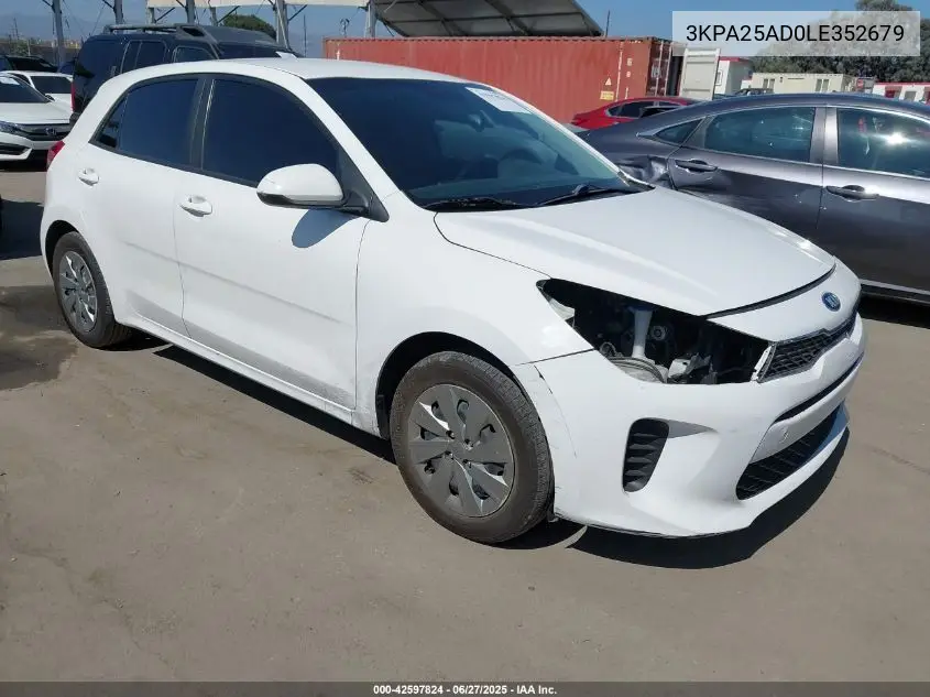 2020 Kia Rio 5-Door S VIN: 3KPA25AD0LE352679 Lot: 42597824