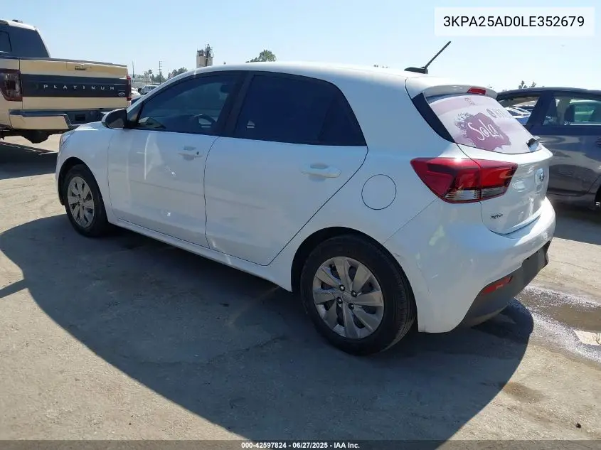 2020 Kia Rio 5-Door S VIN: 3KPA25AD0LE352679 Lot: 42597824