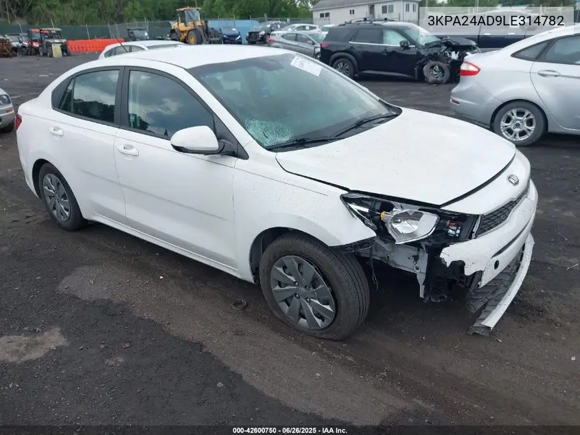 2020 Kia Rio S VIN: 3KPA24AD9LE314782 Lot: 42600750