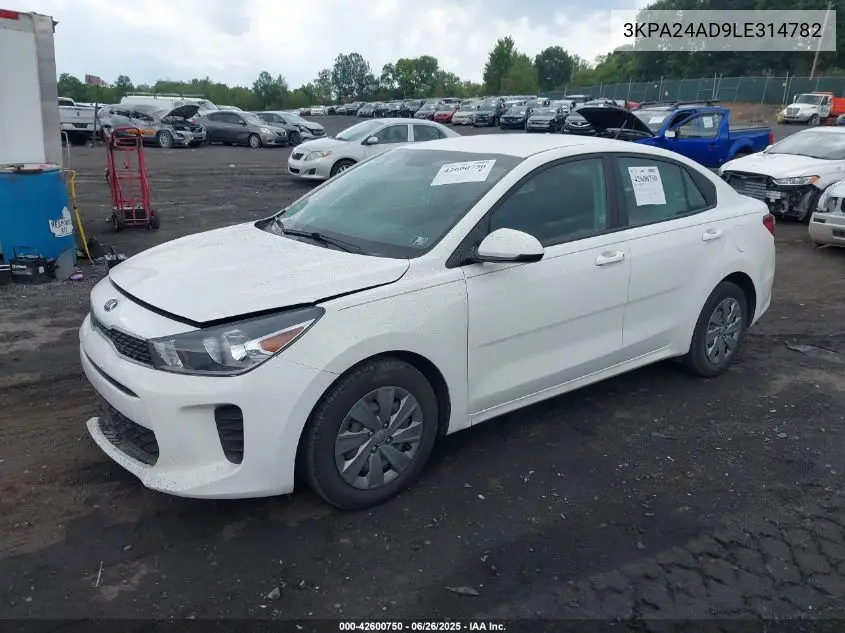 2020 Kia Rio S VIN: 3KPA24AD9LE314782 Lot: 42600750