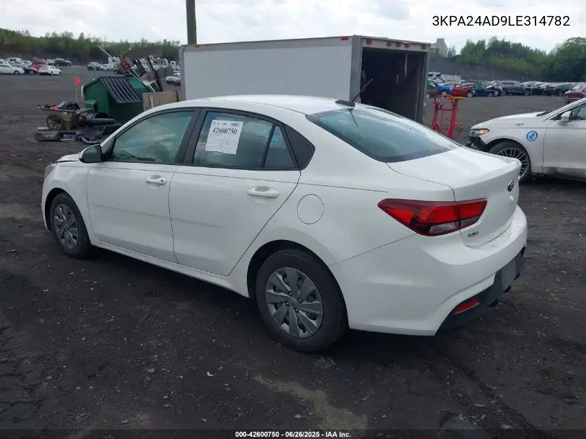 2020 Kia Rio S VIN: 3KPA24AD9LE314782 Lot: 42600750