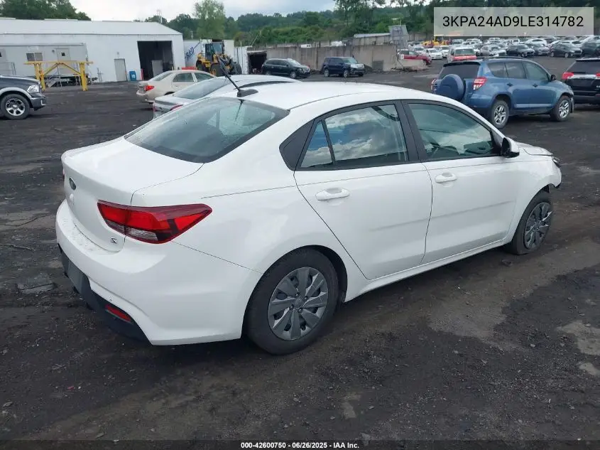 2020 Kia Rio S VIN: 3KPA24AD9LE314782 Lot: 42600750