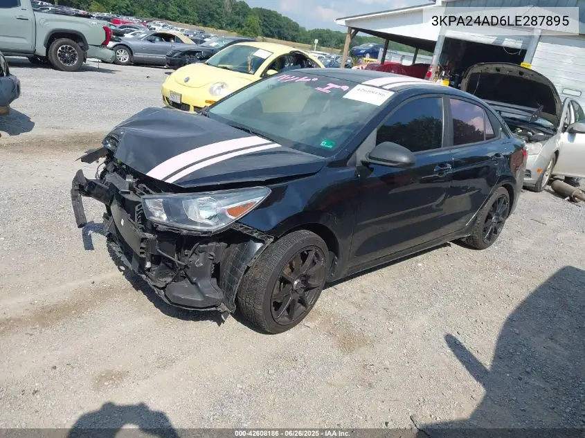 2020 Kia Rio S VIN: 3KPA24AD6LE287895 Lot: 42608186