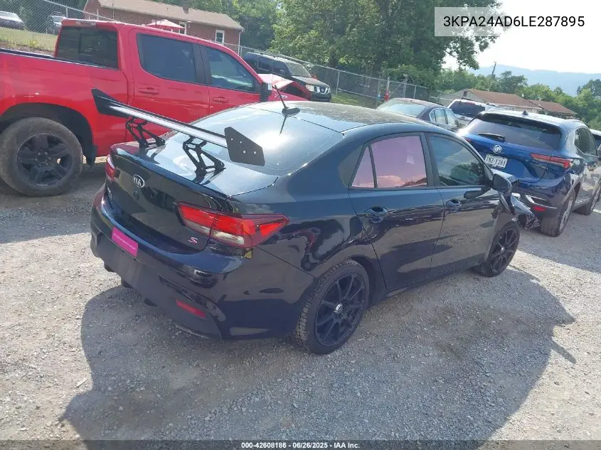2020 Kia Rio S VIN: 3KPA24AD6LE287895 Lot: 42608186
