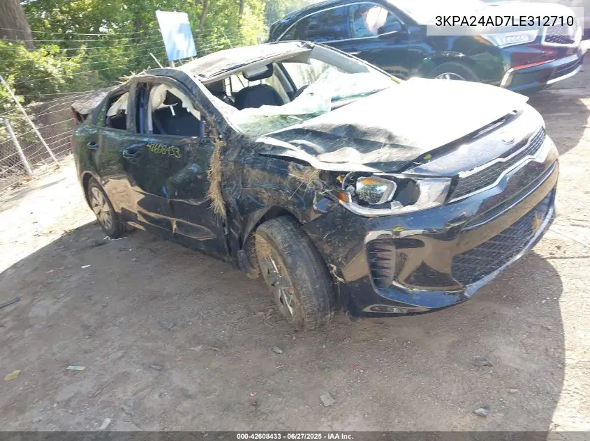 2020 Kia Rio Lx VIN: 3KPA24AD7LE312710 Lot: 42608433