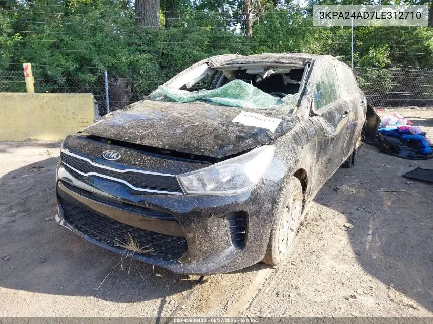 2020 Kia Rio Lx VIN: 3KPA24AD7LE312710 Lot: 42608433