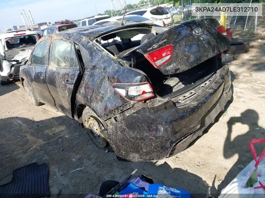 2020 Kia Rio Lx VIN: 3KPA24AD7LE312710 Lot: 42608433