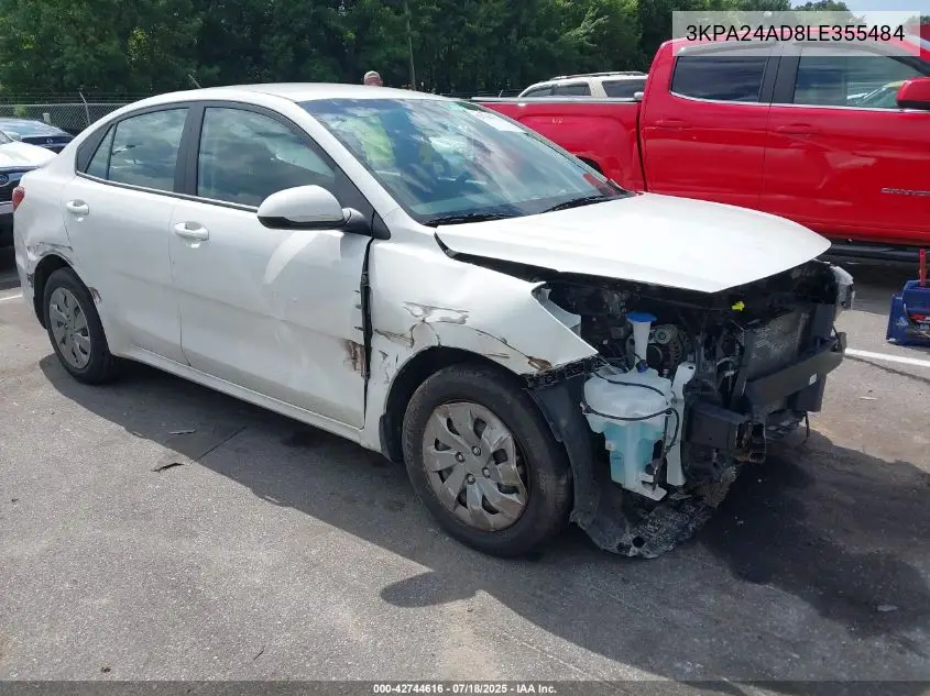 2020 Kia Rio S VIN: 3KPA24AD8LE355484 Lot: 42744616