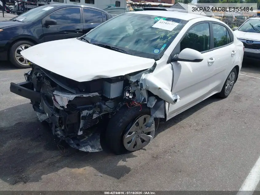 2020 Kia Rio S VIN: 3KPA24AD8LE355484 Lot: 42744616
