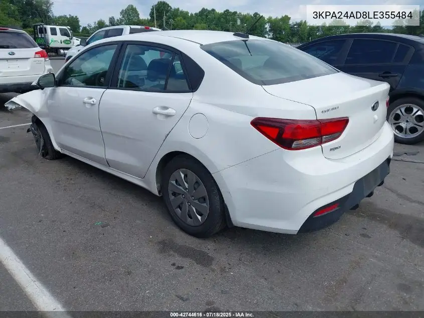 2020 Kia Rio S VIN: 3KPA24AD8LE355484 Lot: 42744616