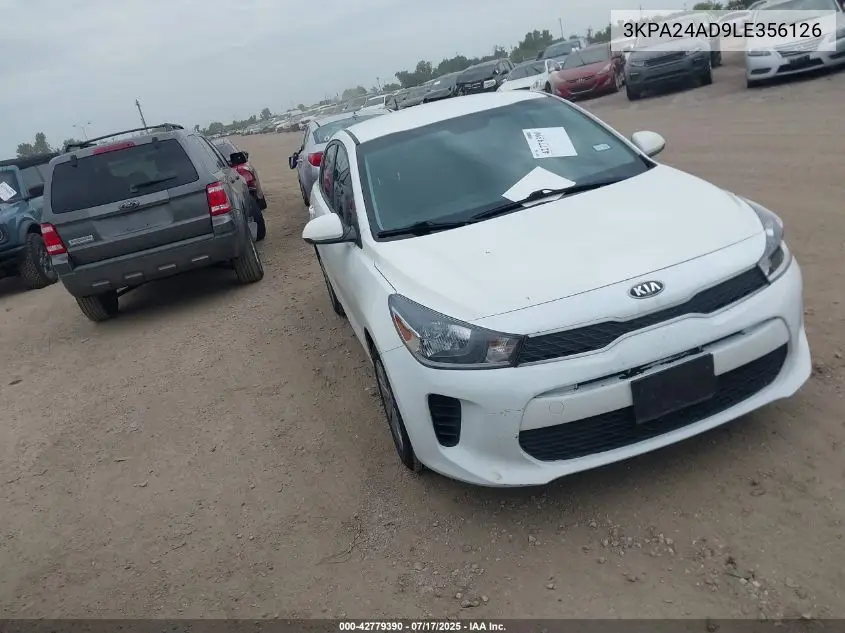 2020 Kia Rio Lx VIN: 3KPA24AD9LE356126 Lot: 42779390