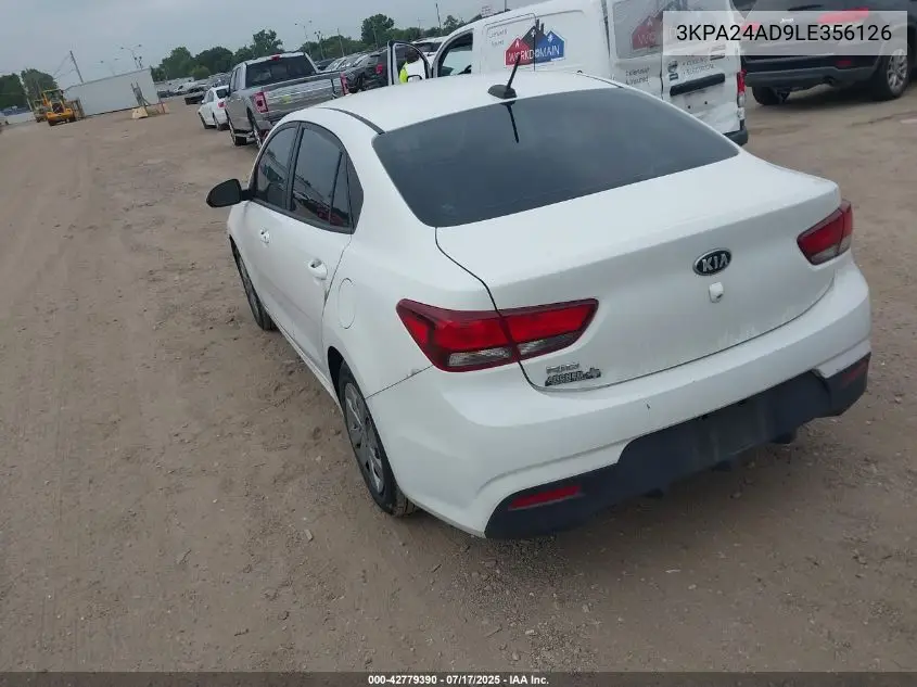 2020 Kia Rio Lx VIN: 3KPA24AD9LE356126 Lot: 42779390
