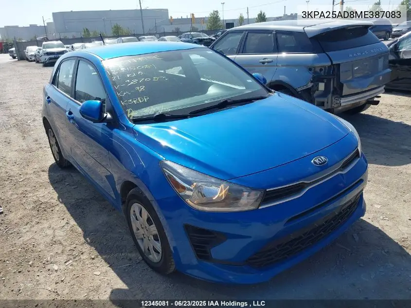 2021 Kia Rio S VIN: 3KPA25AD8ME387083 Lot: 12345081