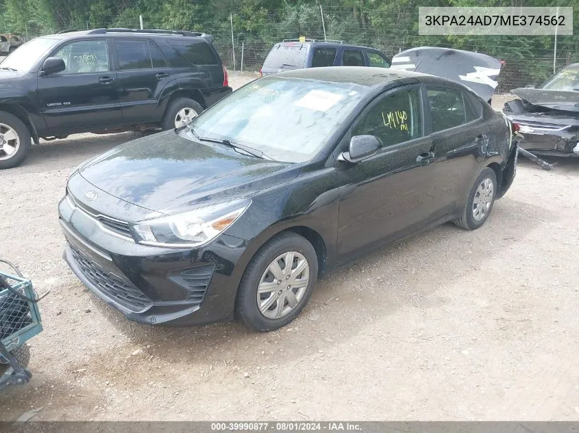 2021 Kia Rio S VIN: 3KPA24AD7ME374562 Lot: 39990877