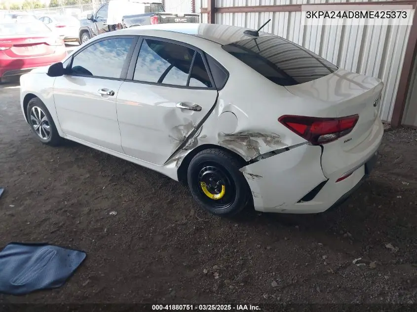 2021 Kia Rio S VIN: 3KPA24AD8ME425373 Lot: 41880751