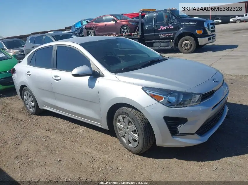 2021 Kia Rio Lx VIN: 3KPA24AD6ME382328 Lot: 41979908