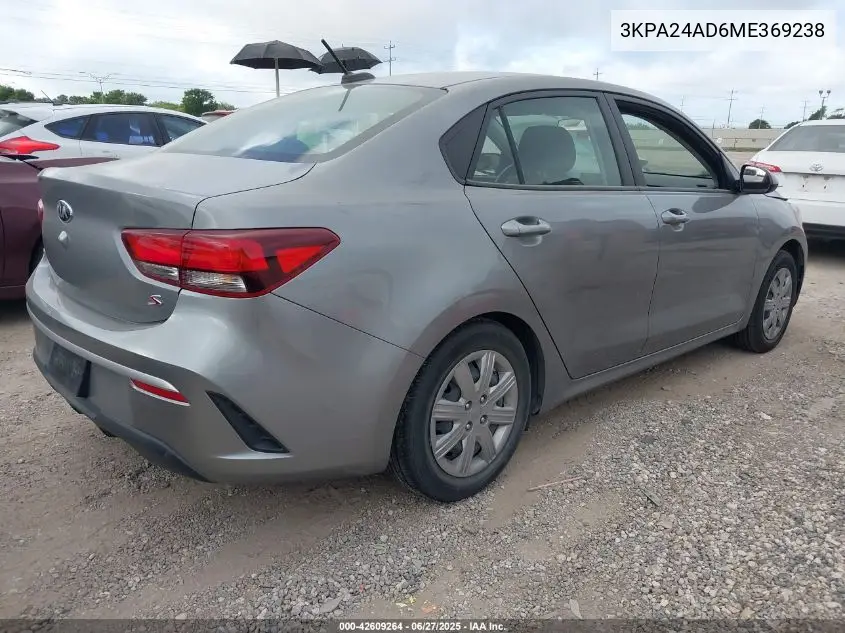 2021 Kia Rio S VIN: 3KPA24AD6ME369238 Lot: 42609264