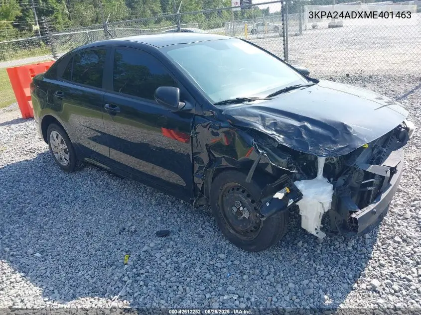 2021 Kia Rio S VIN: 3KPA24ADXME401463 Lot: 42612252