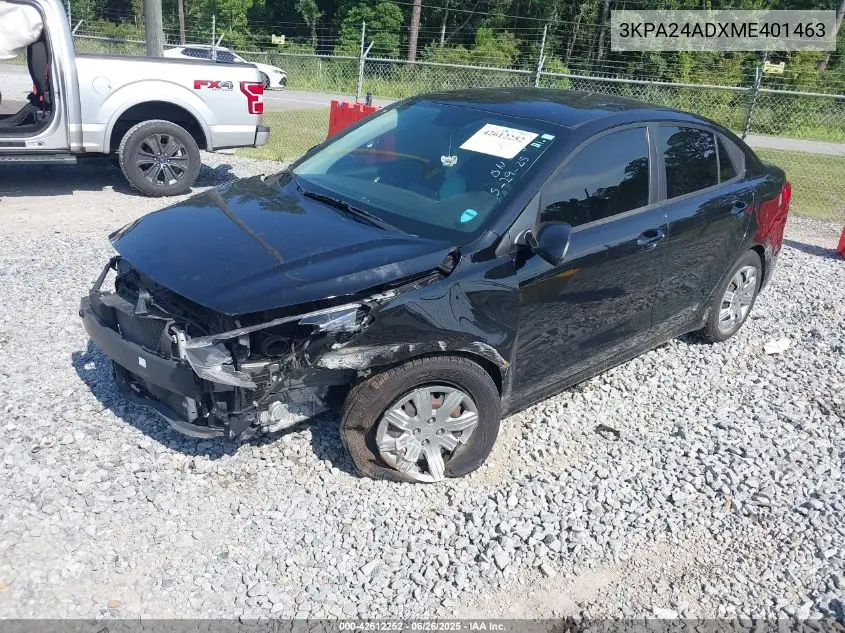 2021 Kia Rio S VIN: 3KPA24ADXME401463 Lot: 42612252