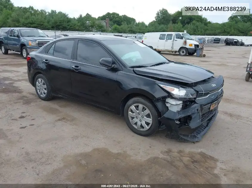 2021 Kia Rio S VIN: 3KPA24AD4ME388239 Lot: 42612843