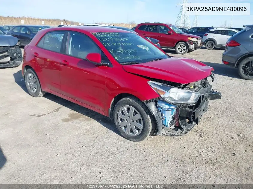2022 Kia Rio S VIN: 3KPA25AD9NE480096 Lot: 12297867