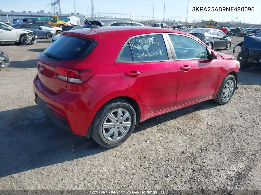 2022 Kia Rio S VIN: 3KPA25AD9NE480096 Lot: 12297867