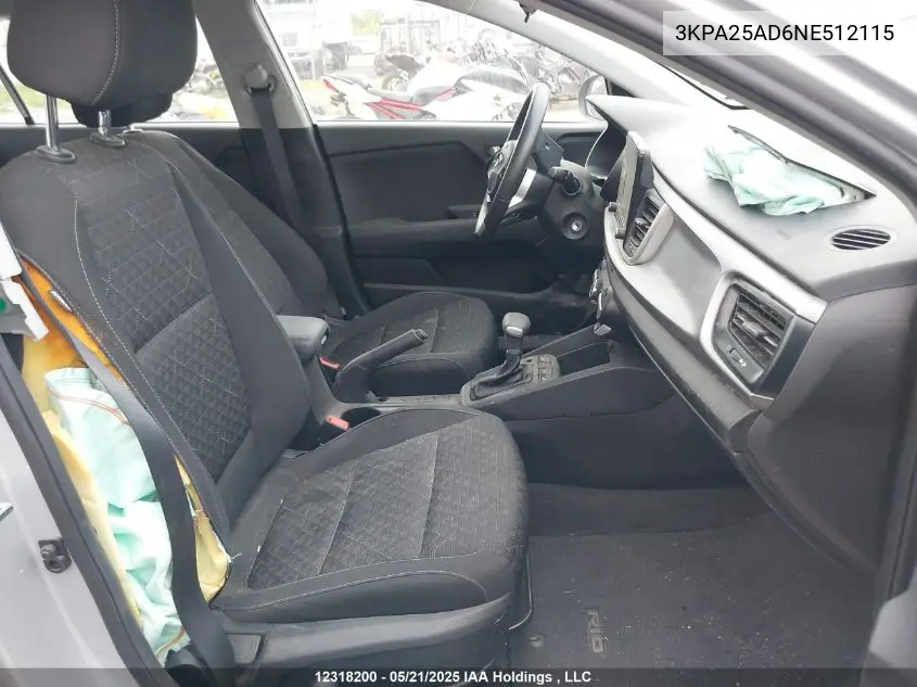 2022 Kia Rio S VIN: 3KPA25AD6NE512115 Lot: 12318200