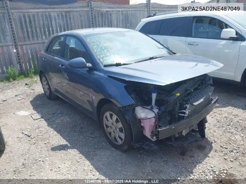 2022 Kia Rio S VIN: 3KPA25AD2NE487049 Lot: 12340196