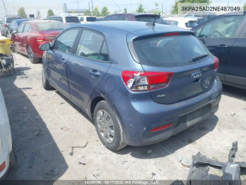2022 Kia Rio S VIN: 3KPA25AD2NE487049 Lot: 12340196