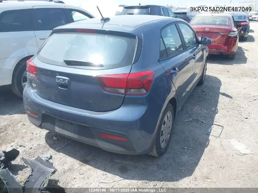 2022 Kia Rio S VIN: 3KPA25AD2NE487049 Lot: 12340196