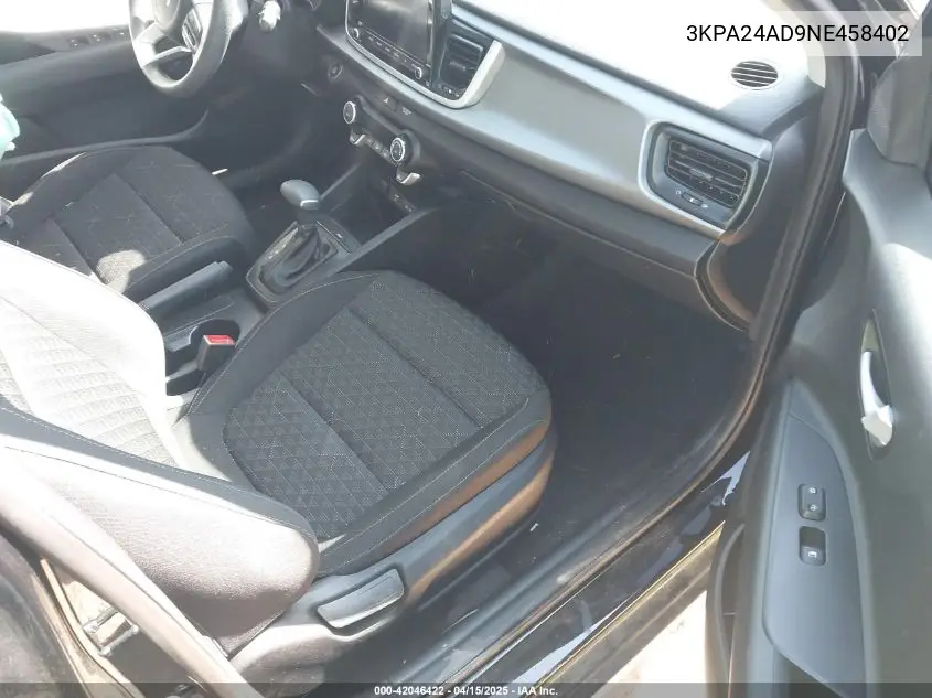 2022 Kia Rio S VIN: 3KPA24AD9NE458402 Lot: 42046422