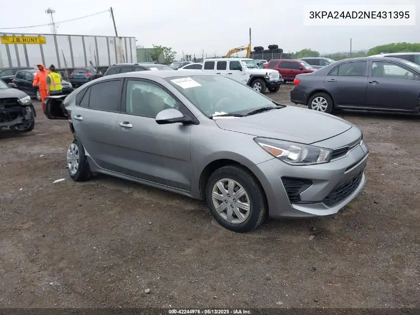 2022 Kia Rio S VIN: 3KPA24AD2NE431395 Lot: 42244976
