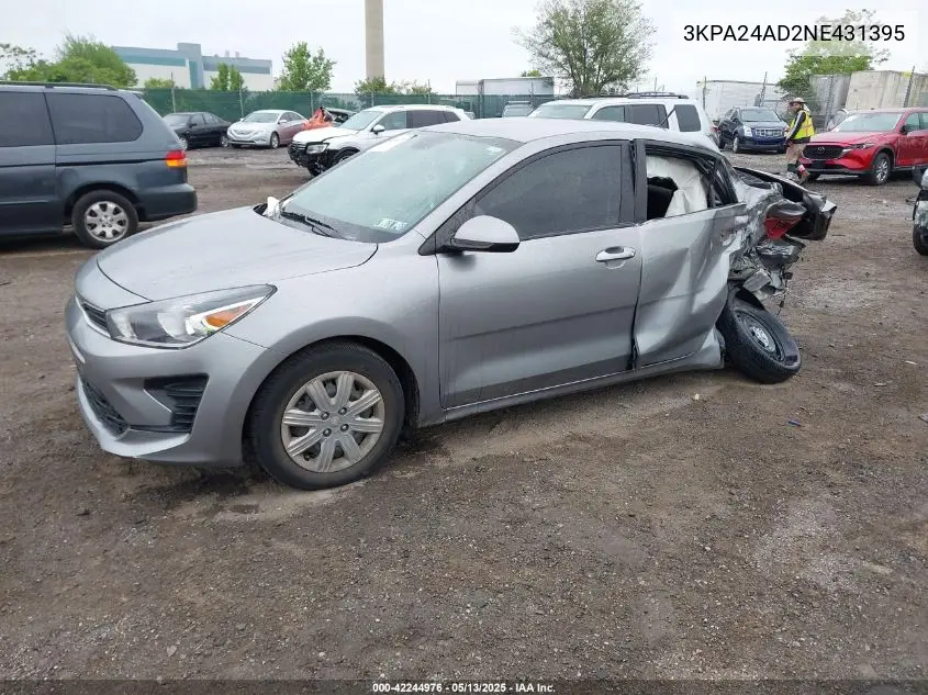 2022 Kia Rio S VIN: 3KPA24AD2NE431395 Lot: 42244976