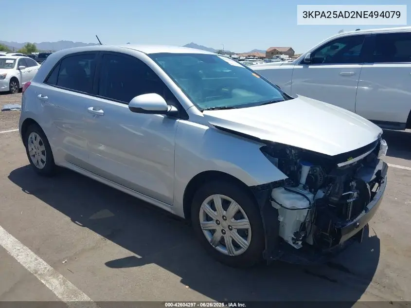 2022 Kia Rio 5-Door S VIN: 3KPA25AD2NE494079 Lot: 42604297